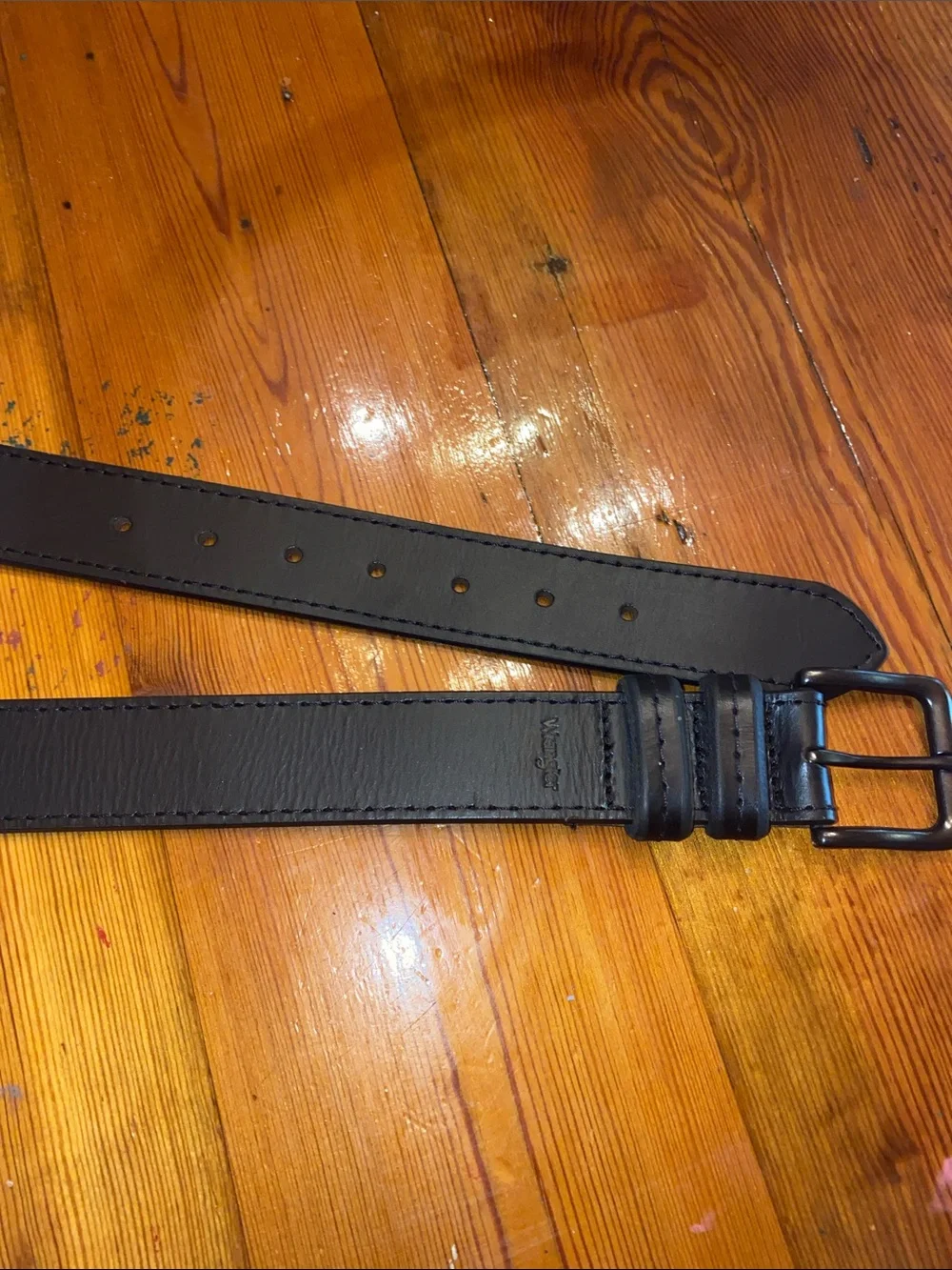 Wrangler Black Leather Belt with Matte Black Buckle